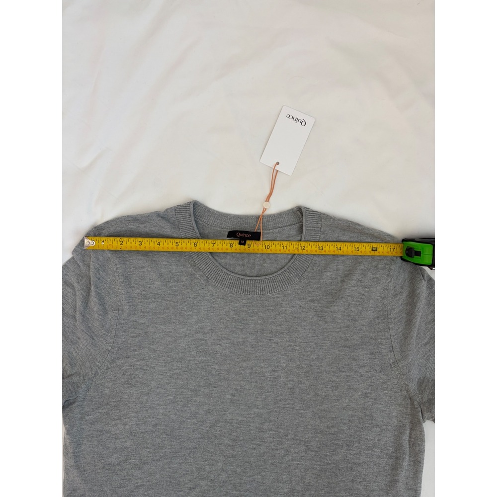 Quince Organic Cotton Cashmere Blend Short Sleeve Sweater Heather Grey Medium - Picture 7 of 9